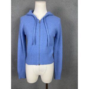 Ultra Flirt Juniors' Womens Blue Zip Hoodie Sweater Cardigan Soft Knit Small NWT